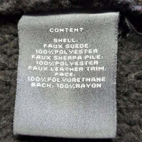 Vince Camuto Sz. M Black Faux Suede Sherpa Lined Zippered Vest with Pockets - Picture 9 of 10